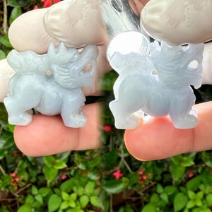 104.50 Carats Type A Lavender Grass Translucent Jade Burmese Vintage carving pendant,Lavender Jadeite Jade carved Kirin Pendant