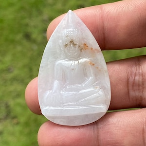 36.70 Carats Burma Ice Jade Jadeite,Carving Amulets Thai Buddha Translucent  (untreated )  Pendant