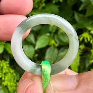 12.50 Carats Vintage Two Color Natural Type A Green and White Jade ,Jadeite Jade Burmese Band Ring Size 7.5 us