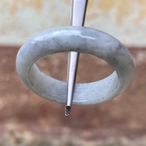 Vintage Natural Gray,Grey Jade ,Jadeite Jade Burmese Band Ring Size 12 us
