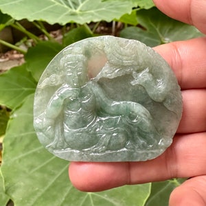 169.50 Carats Type A Green Glass Jade,green Jadeite Translucent Burma,Hand carved,Grade A jade,Jadeite jade pendant necklace,Jadeite Burma