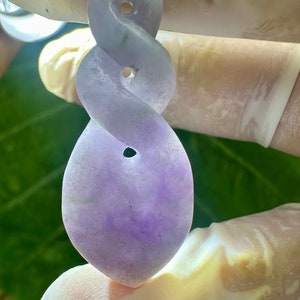 Lavender Jadeite Māori Carving Pendant: Burmese Jade