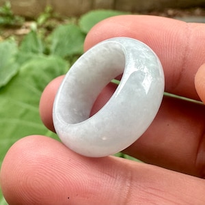 34.50 Carats Vintage Natural Light Lavender Jade ,Jadeite Jade Burmese Band Ring Size 7.5 us