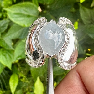 Burma Lavender Jadeite Ring: Untreated Topaz, Sterling Silver 925