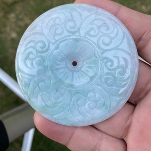 246.50 Carats Green Jade Jadeite Donut Carving Translucent Burma (untreated )