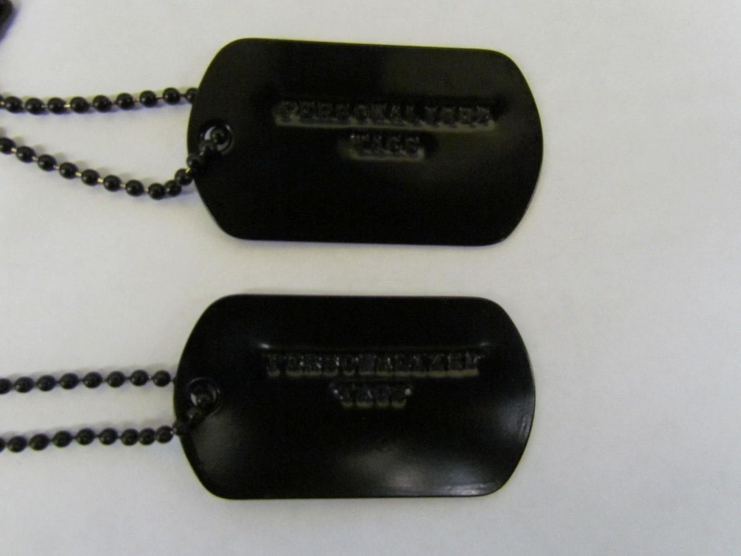Special Forces Black Military Dog Tags W/ Black Ball Chains and