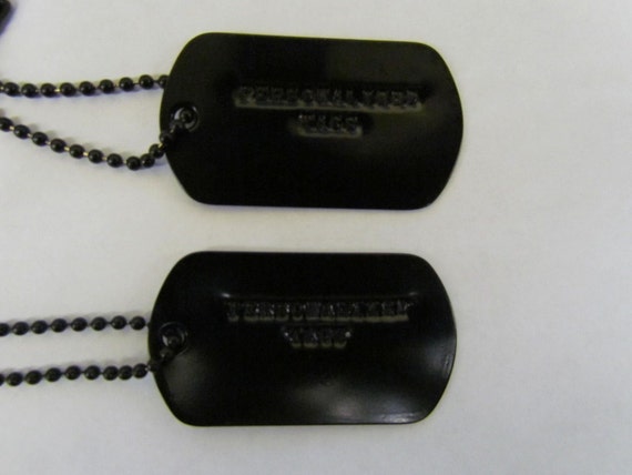 Special Forces Black Military Dog Tags w/ Black Ball Chains and Silencers