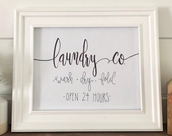 Laundry Room Printable - Laundry Company Print, Watercolor Laundry Print, Handlettering Print, Watercolor Print, Home Decor Print