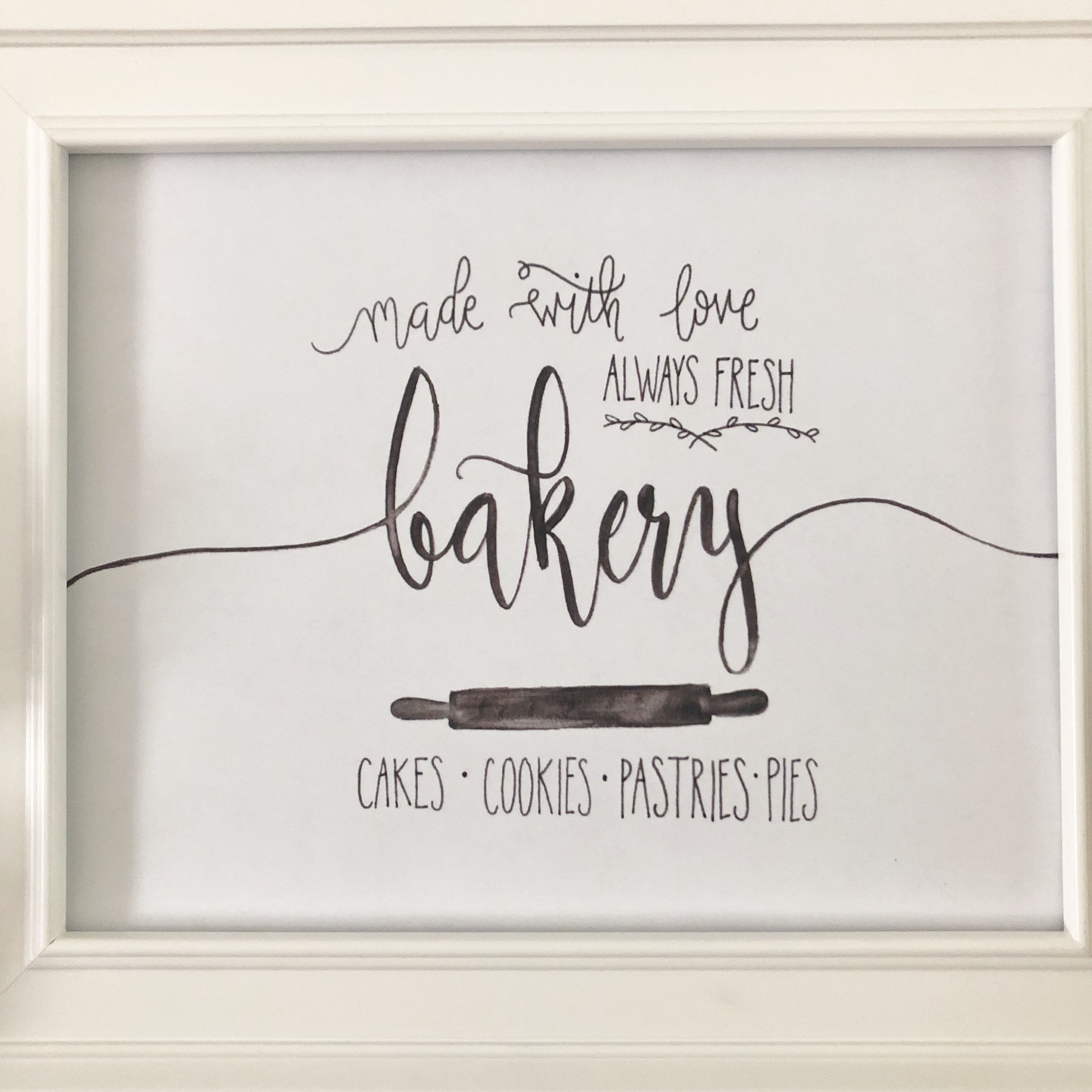 kitchen printable poster bakery print with watercolor... Bakery Watercolor Printable - Made With Love Print, Kitchen Watercolor ...