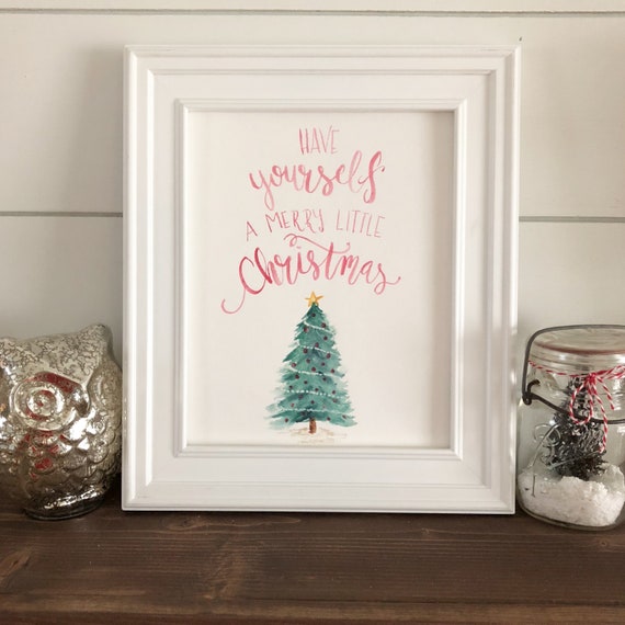 Christmas Printable - Merry Litte Christmas Print, Christmas Print, Christmas Tree Print, Watercolor Christmas Printable, Digital Download