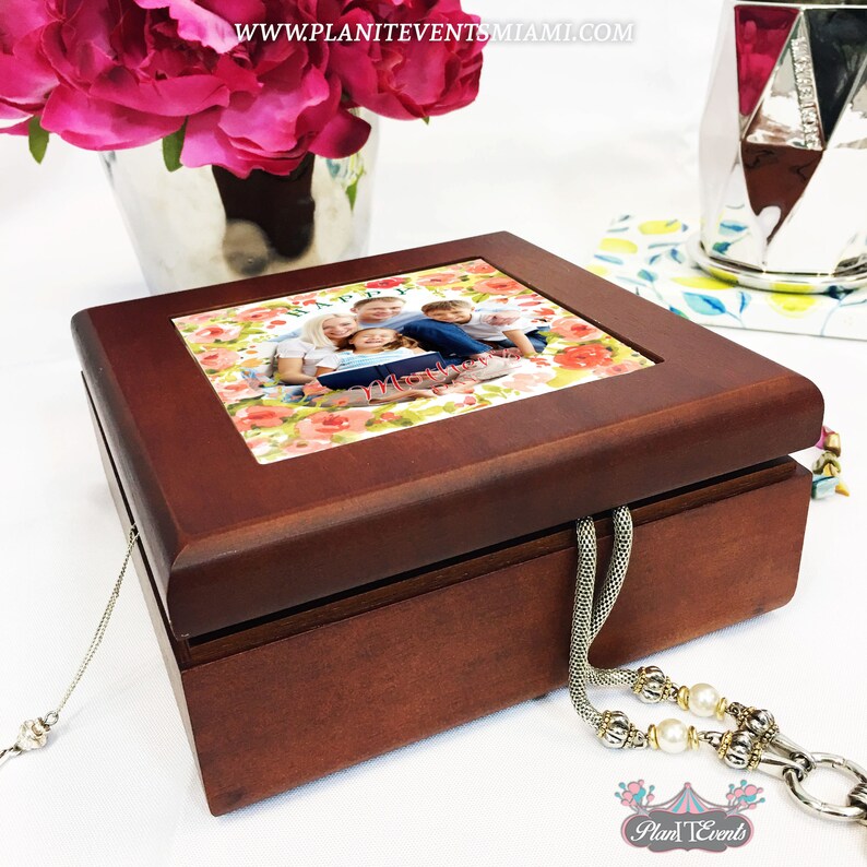 Bridesmaid Gift,Photo Jewelry Box,Gift For Mom Wood Box Custom Jewelry Box Personalized Jewelry Keepsake Box Memory Box Jewellery Box