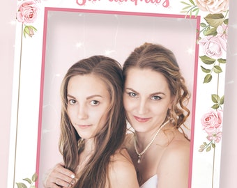 Bridal Shower Prop, Bridal Shower Ideas, Instagram Frame Prop, Wedding Photo Frame, Bridal Shower Photo, Photo Booth Frame, Floral Design