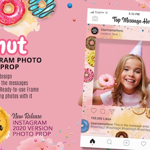 Donut Photo Booth Frame - Instagram Frame - Birthday Party Ideas - Dessert - Birthday Photo Booth Props - Baby Shower Decal - Dessert Theme