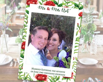 Rustic Wedding - Red Flowers Photo Prop - Wedding Photo Prop - Bridal Shower Photo Prop - Instagram Frame Prop - Instagram Photo Prop