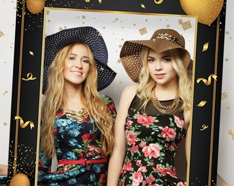 Photo Booth Frame, Bridal Shower Prop, Bridal Shower Ideas, Instagram Frame Prop, Wedding Photo Frame, Bridal Shower Photo, Black & Gold