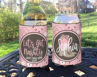 Bachelorette Party insulated can / bottle coolers Buffalo Plaid Individually Personalized - Gettin Shitty in Music City Nashville Nash Bash