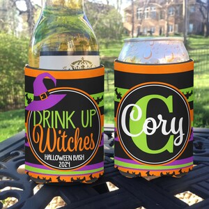 Halloween Party insulated can bottle coolers Personalized Halloween Bachelorette Party with Drink Up Witches and Names