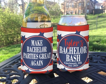 Custom Patriotic Bachelor Party Make Bachelor Parties Great Again insulated can bottle party favor coolers