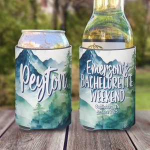 Personalized Mountain Ski Trip Can Cooler: Bachelorette Party Favors Drink Coolies