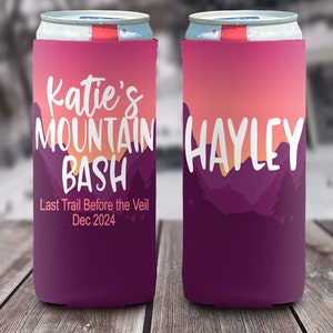 Personalized Slim Can Coolers Mountain Vacation Birthday Bachelorette Bash - Ski Slim Coolies