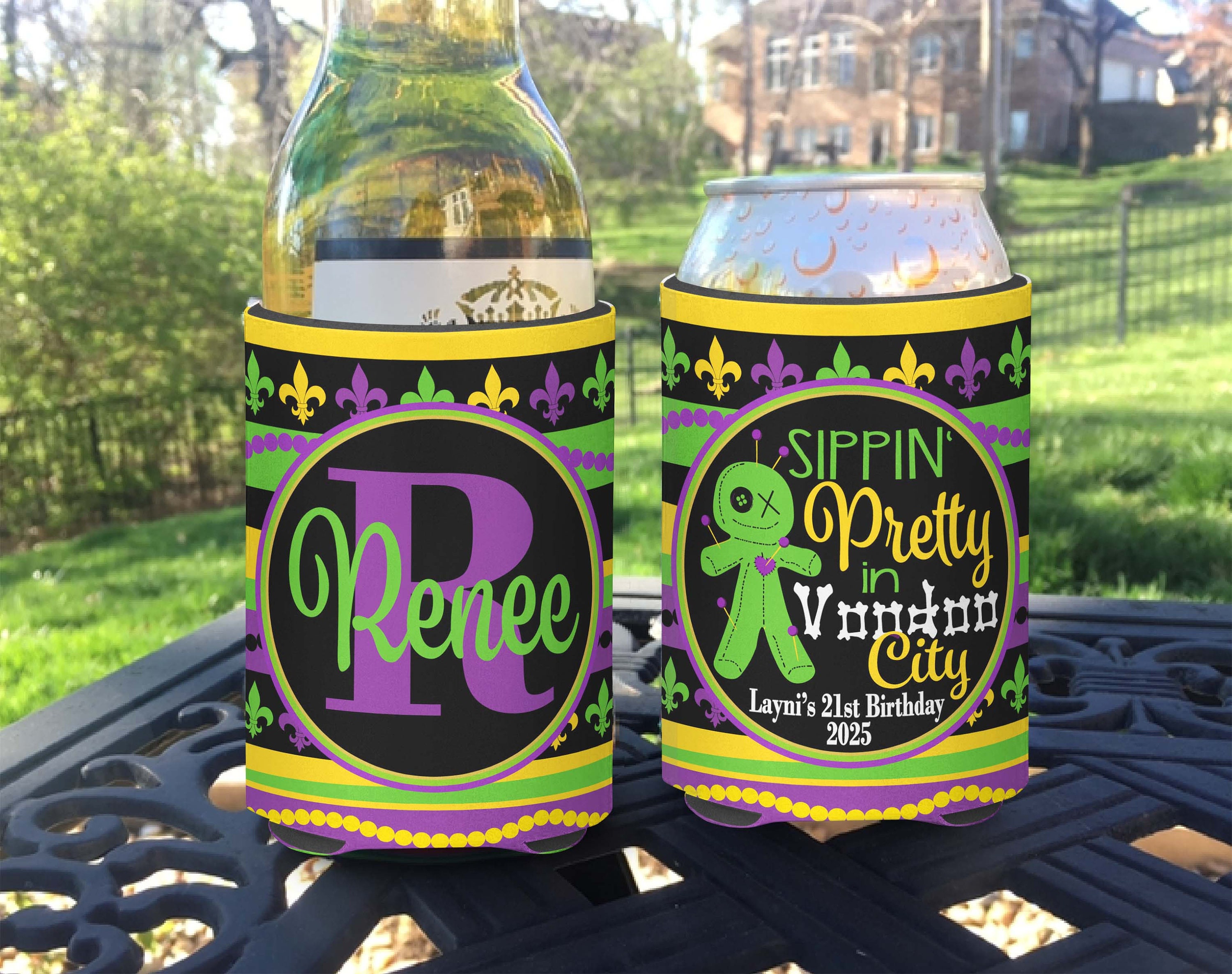 Mardi Gras Party Insulated Can / Bottle Coolers Personalized
