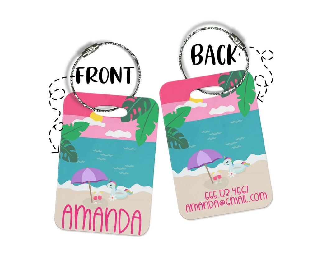 Personalized Bag Tag Beach Luggage Tag Custom Luggage Tags Beach Bag Tag Girls Weekend Pink and