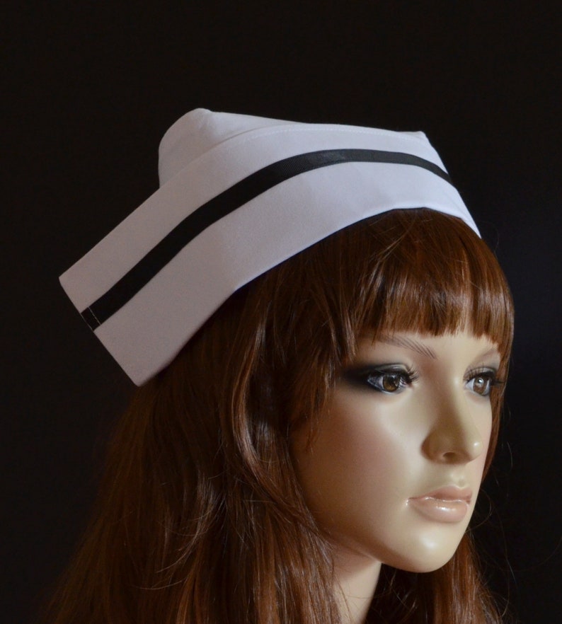 Vintage style FABRIC NURSE'S HAT white nurse cap with Etsy