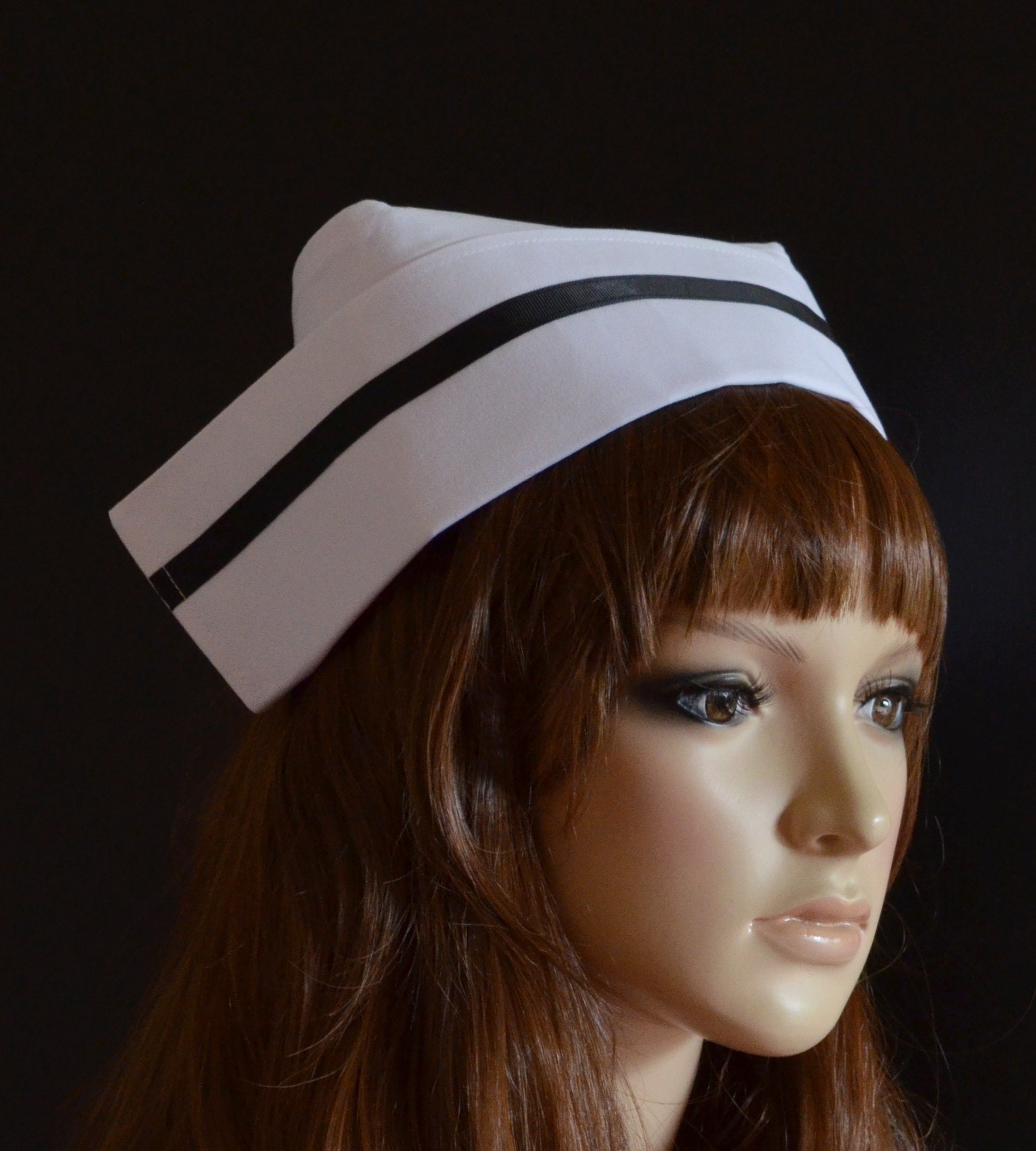 Vintage style FABRIC NURSE'S HAT white nurse cap with Etsy