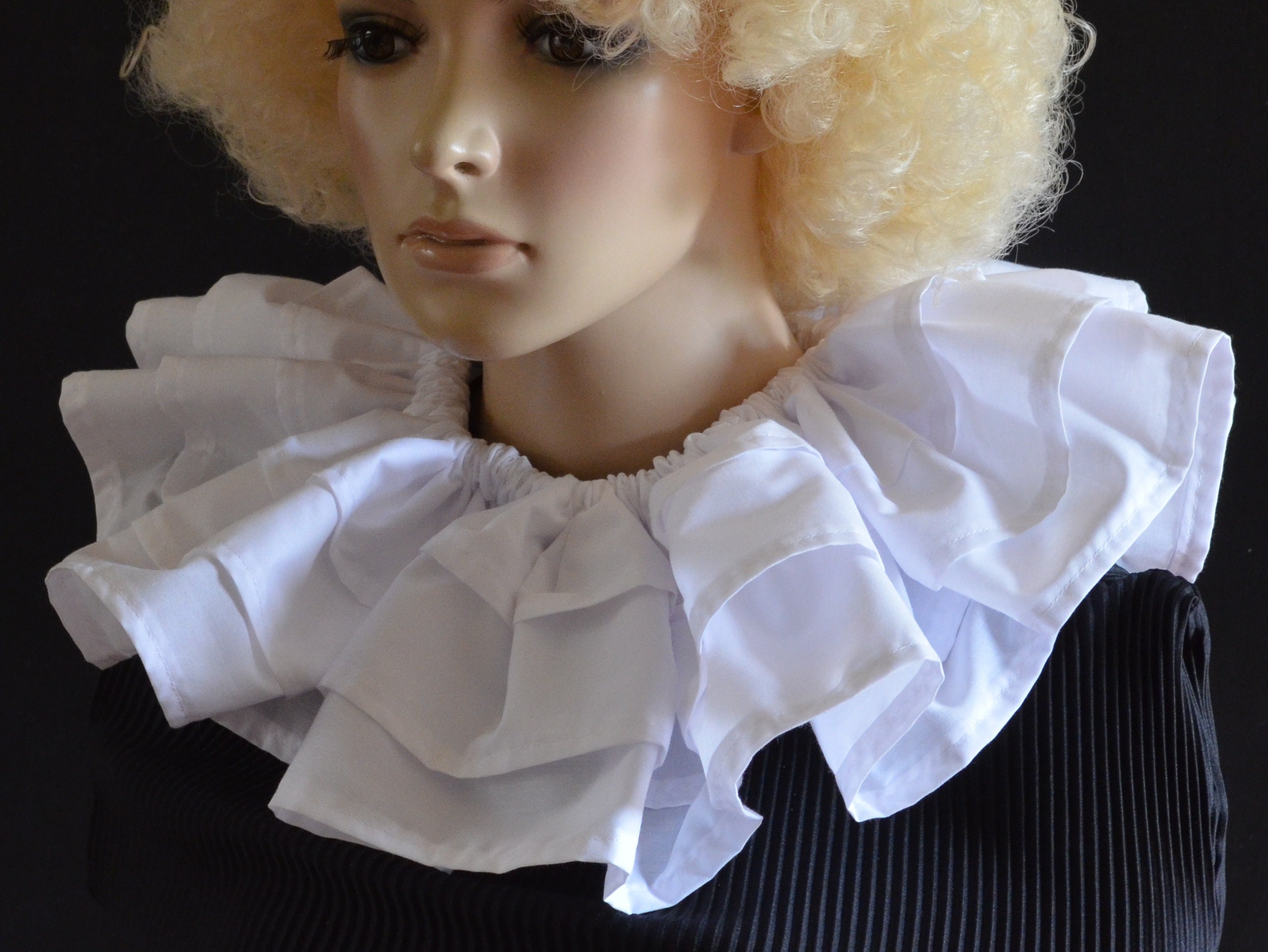 WHITE CLOWN COLLAR 3 Tier Neck Ruffle three Layers of White Etsy