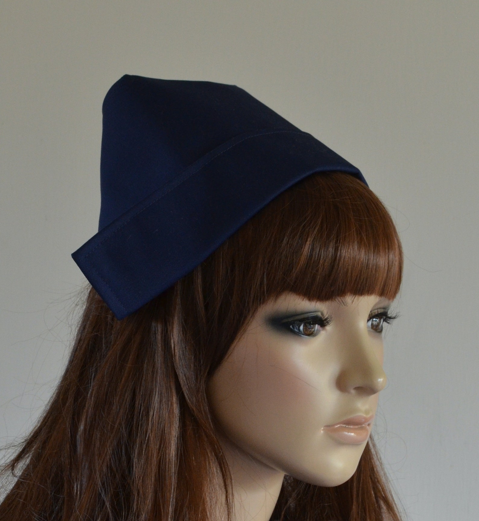 Navy blue vintage style FABRIC NURSE HAT nurse cap with button Etsy