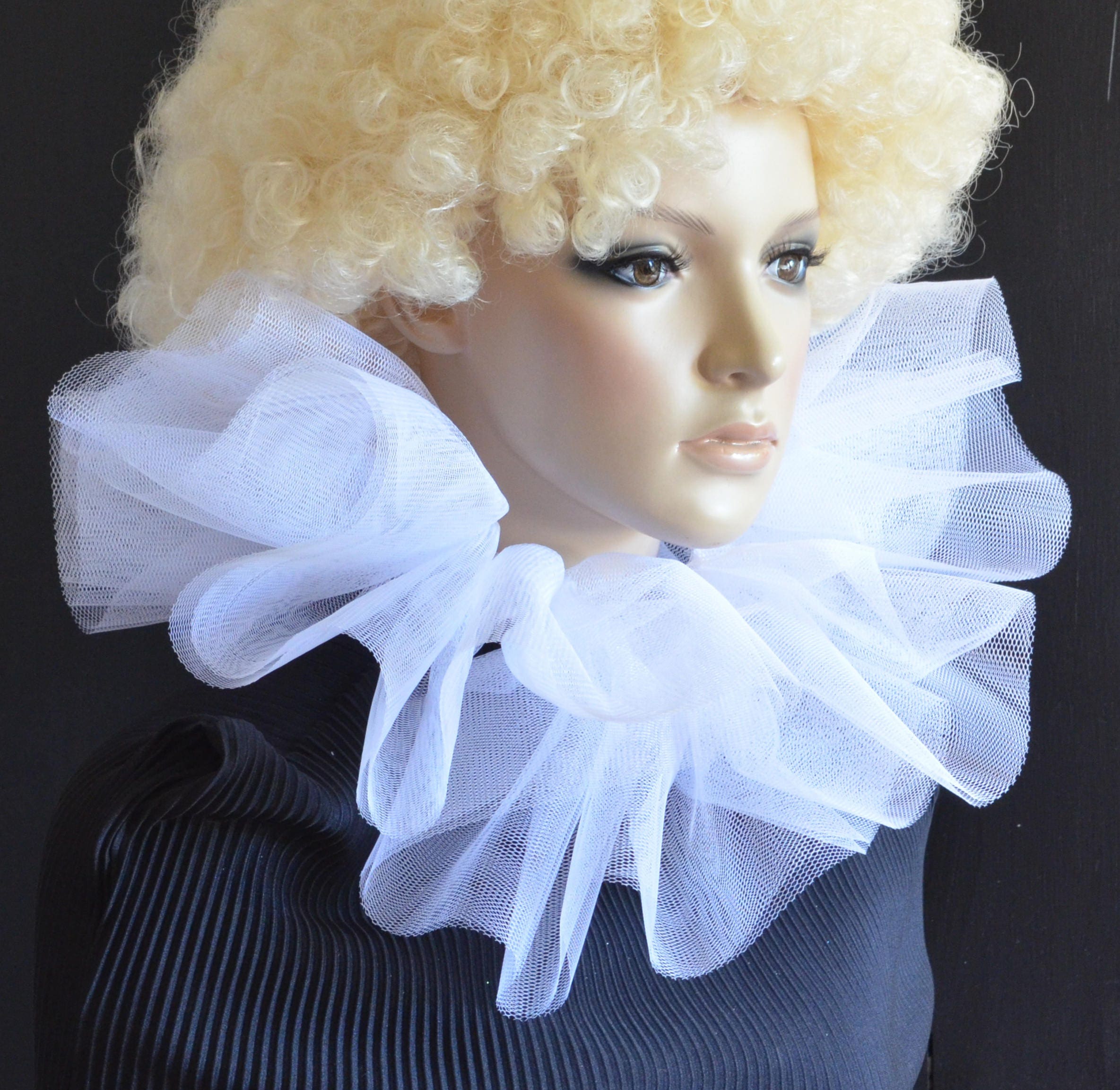 BURLESQUE CLOWN COLLAR 2layer white net fabric neck ruffle Etsy