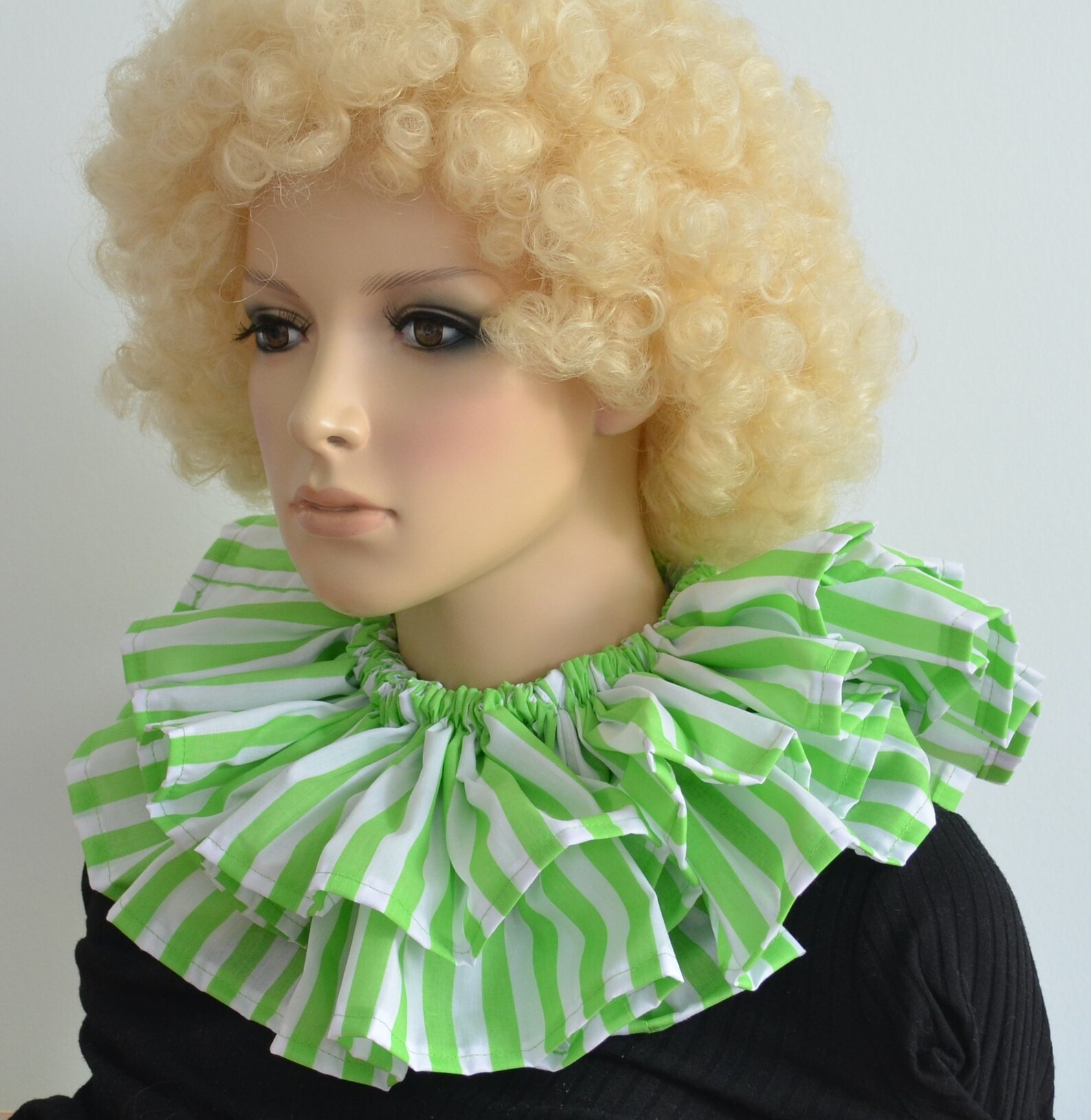 Green and White Stripe Clown Ruffle Circus Collar - Fancy Dress Ruff - Etsy