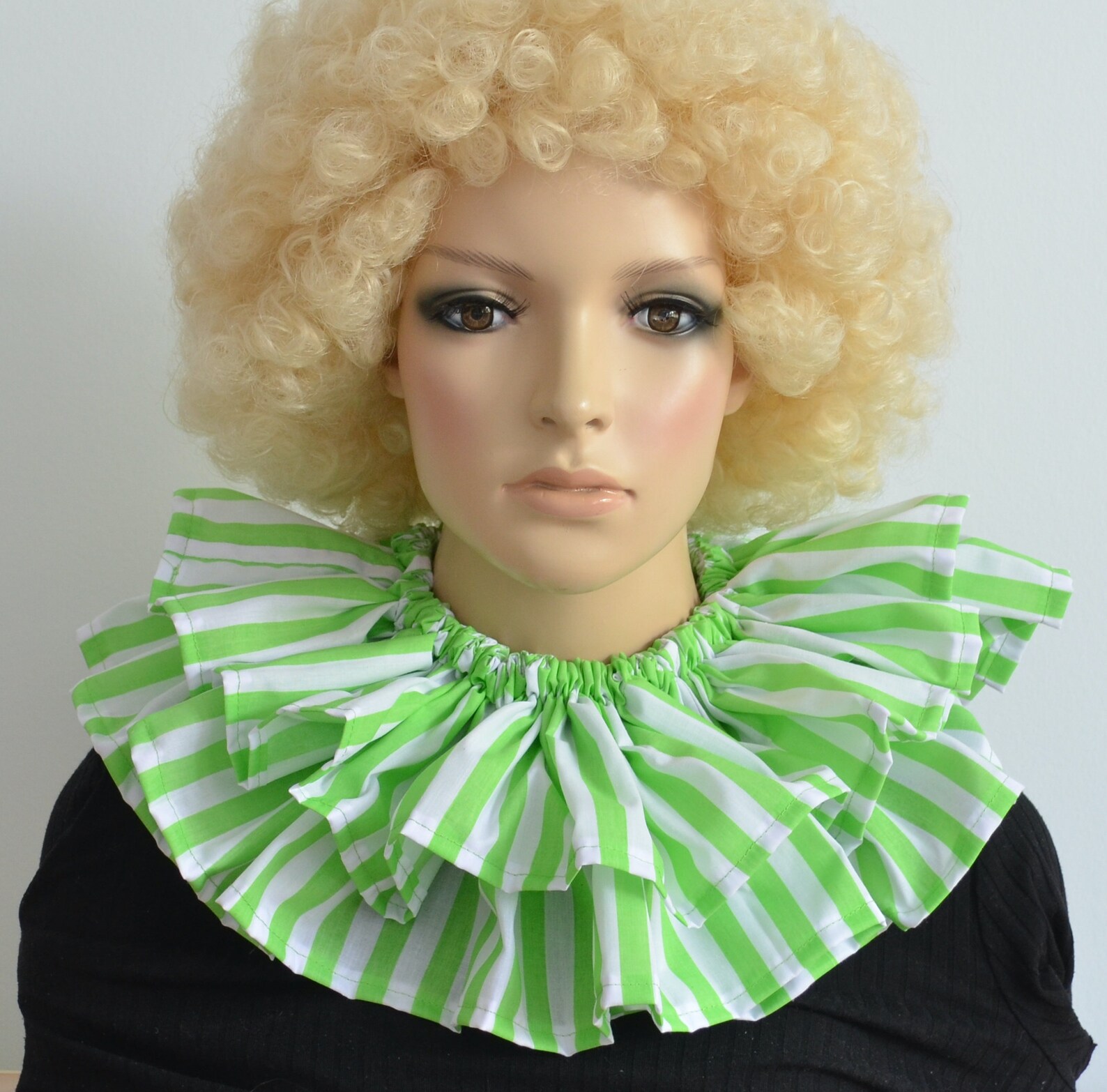 Green and White Stripe Clown Ruffle Circus Collar - Fancy Dress Ruff - Etsy
