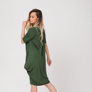 Military Green SARIK Dress, Midi Dress, Blouson Dress, Casual Dress, Knee Dress, Summer Dress, Plus Size Clothing, Army Green Dress, Adeptt