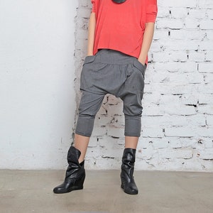Harem Pants, Boho Pants, Drop Crotch Pants, Gray Trousers, Womens Pants, Urban Clothing, Baggy Pants, Japanese Clothing, Casual Pants