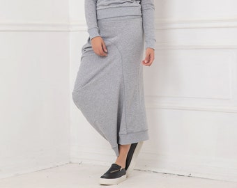 Skirt For Women, Gray Skirt, Midi Skirt, Drape Skirt, High Waist Skirt, Tube Skirt, Minimalist Skirt, Plus Size Clothing, Oversized Skirt