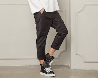 Black Pants, Crop Pants, Drop Crotch Pants, Plus Size Pants, Women Trousers, Casual Pants, Women Pants, Black Trousers, Long Black Pants