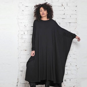 Black Kimono Dress, Japanese Style, Long Robe, Short Cape, Free