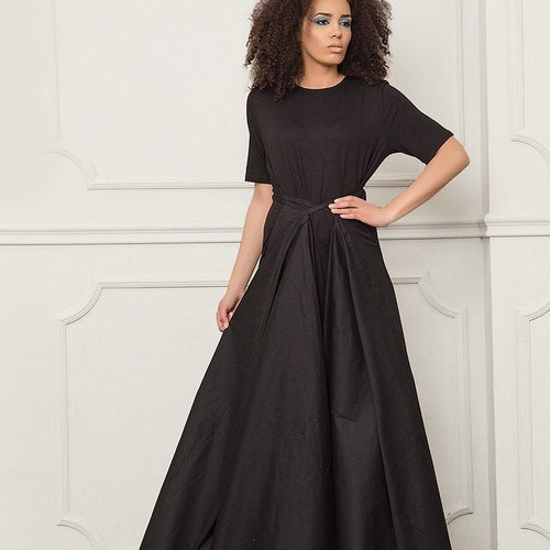 black maxi wedding guest dress