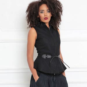 Black Vest, Women Vest, Short Vest, Elegant Vest, Casual Black Vest, Sexy Vest, Steampunk Clothing, Gothic Vest, Fitted Vest, Avant Garde