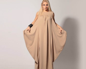 Dress For Women, Maxi Dress, Beige Dress, Plus Size Clothing, Sleeveless Dress, Kaftan Dress, Floor Length Dress, Loose Dress, Caftan Dress