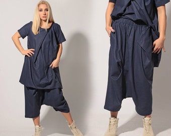 Harem Linen Pants, Wide Leg Linen Pants, Drop Crotch Pants, Linen Clothing, Linen Capri Pants, Harem Capri Pants, Baggy Linen Pants, Adeptt