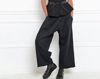 Women Pants, Harem Pants, Women Culottes, Minimalist Fashion, Wide Leg Pants, Black Pants, Palazzo Pants, Black Trousers, Loose Pants, A3039