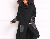 Winter Cardigan, Black Cardigan, Plus Size Clothing, Gothic Clothing, Oversized Coat, Women Poncho, Maxi Cardigan, Goth Women Cardigan