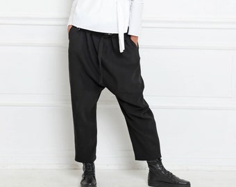 Maxi Pants, Drop Crotch Pants, Harem Pants, Low Crotch Pants, Street Wear, Black Trousers, Baggy Pants, Urban Clothing,Gothic Pants,Oversize