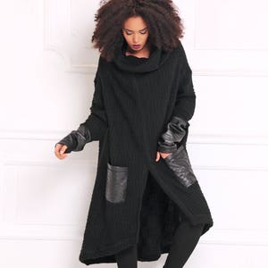 Plus Size Goth Coat For Women, Goth Cardigan In Black, Goth Winter Coat, Oversized Coat, Maxi Goth Cardigan, Women Cardigan, Winter Cardigan image 3