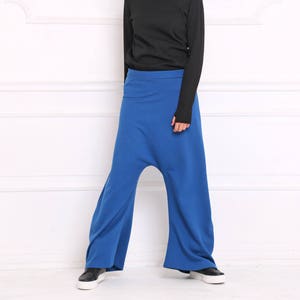 Wide Pants, Maxi Pants, 70s Clothing, Bohemian Pants, Blue Pants, Harem Pants, High Waist Pants, Plus Size Clothing, Low Crotch Pants