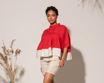 Linen Blouse Red | Etsy