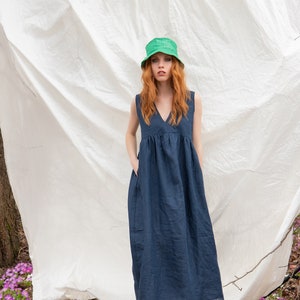 Plus Size Linen Maxi Dress: Sleeveless Summer Dress