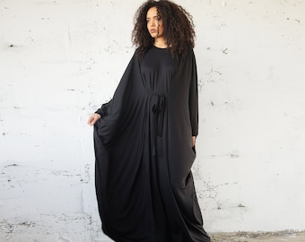 Black Kaftan Dress, Abaya Dress, Black Maxi Dress, Plus Size Clothing, Oversize Kaftan, Long Abaya For Women, Gothic Dress, Winter Wedding